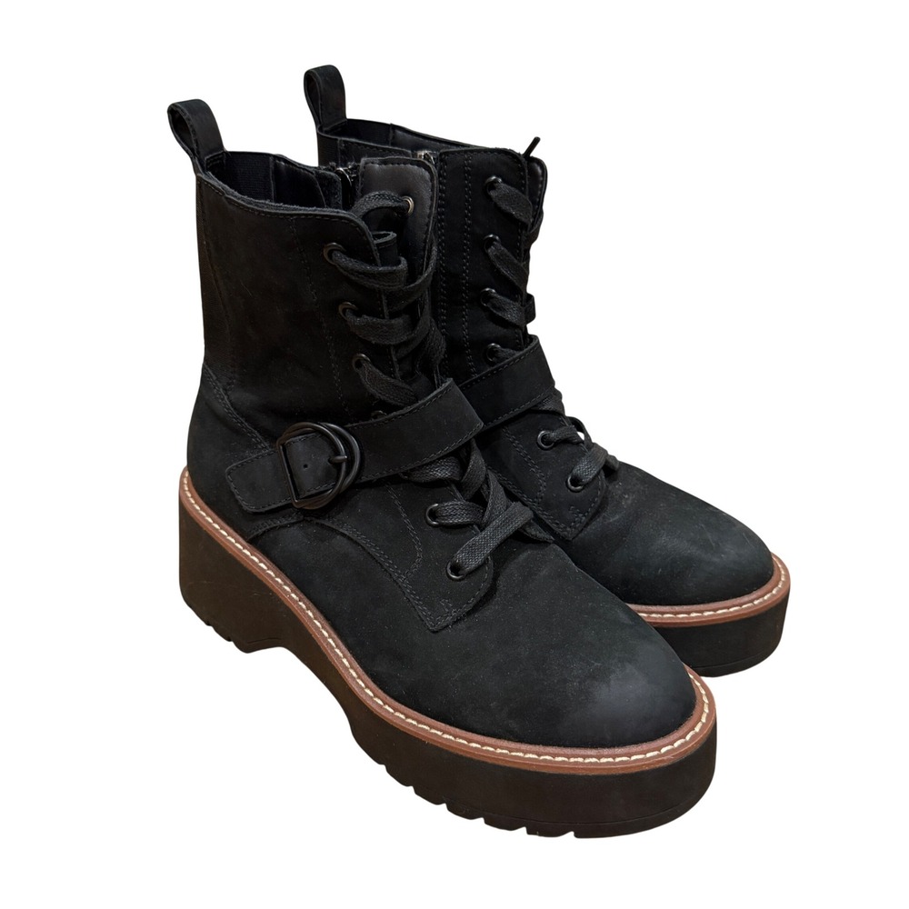 Blondo Grayce Waterproof Suede Nubuck Black Platform Ankle Boots Combat Women 9M